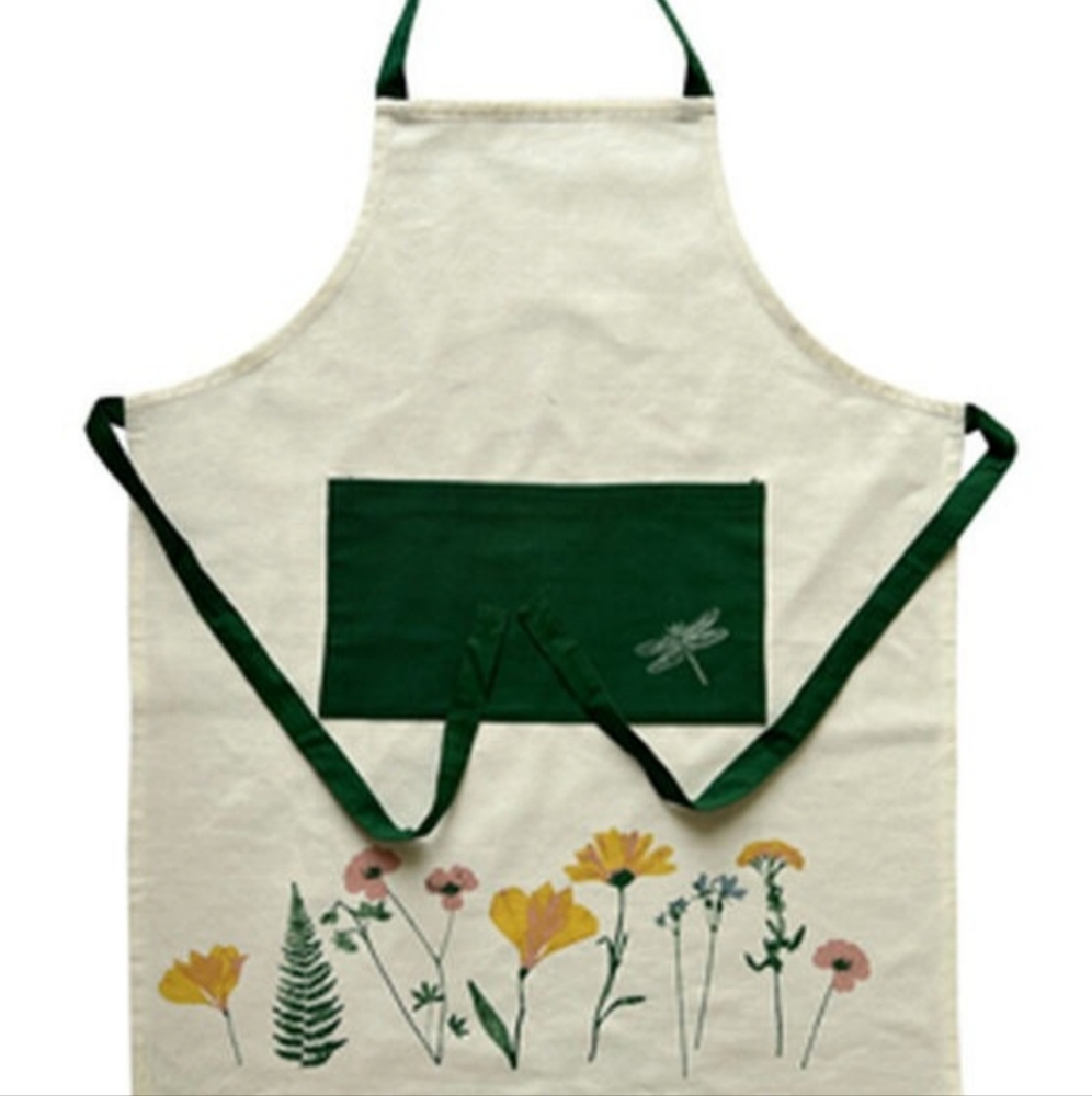 Botanical Dragonfly Apron - Painted Embroidered Cotton BNWT RETIRED 2022